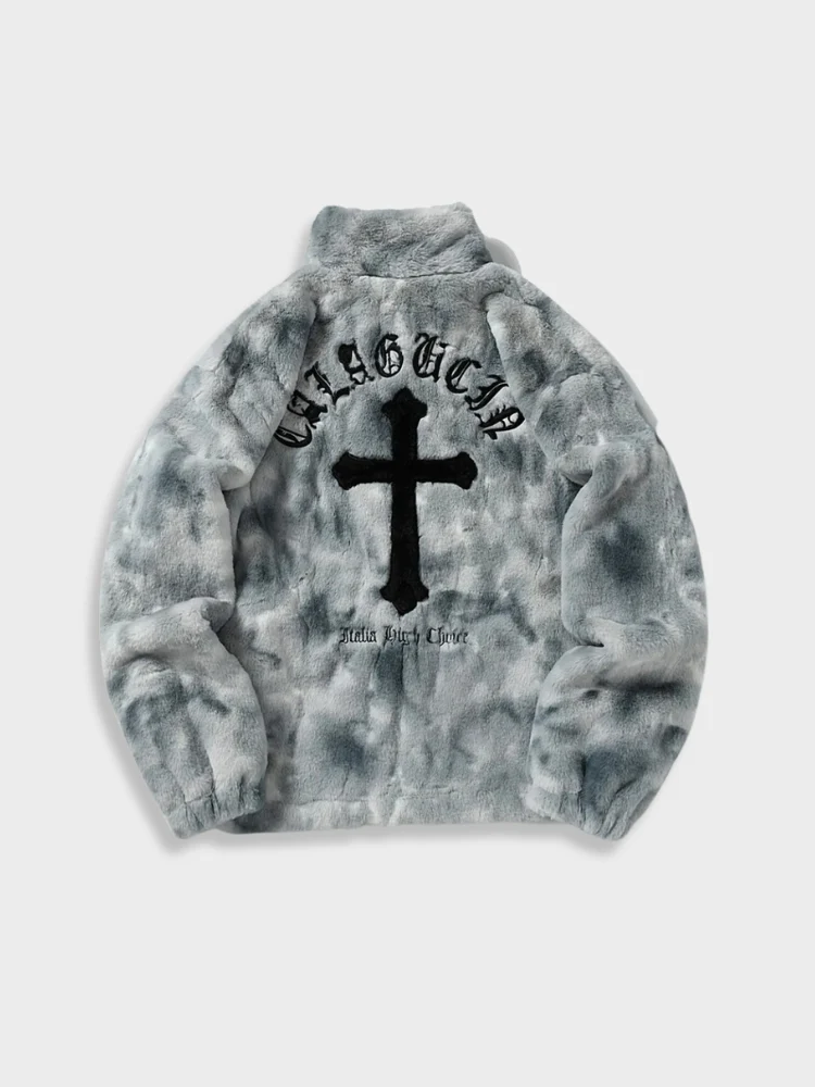 Decarba Vintage Warm Cross Fleece Jacket - Image 3