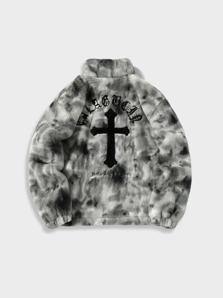 Decarba Vintage Warm Cross Fleece Jacket - Image 6